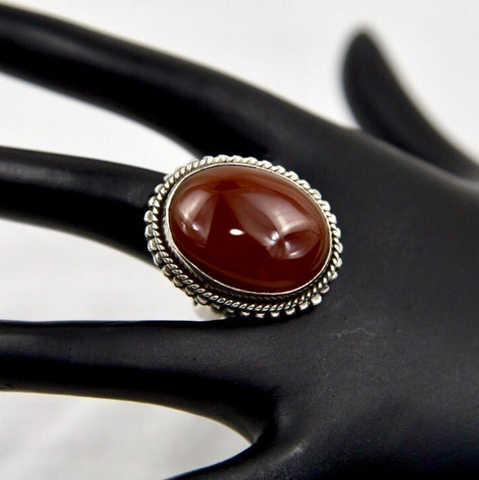 Carnelian Oval Solitaire Sterling Southwest Statement Ring