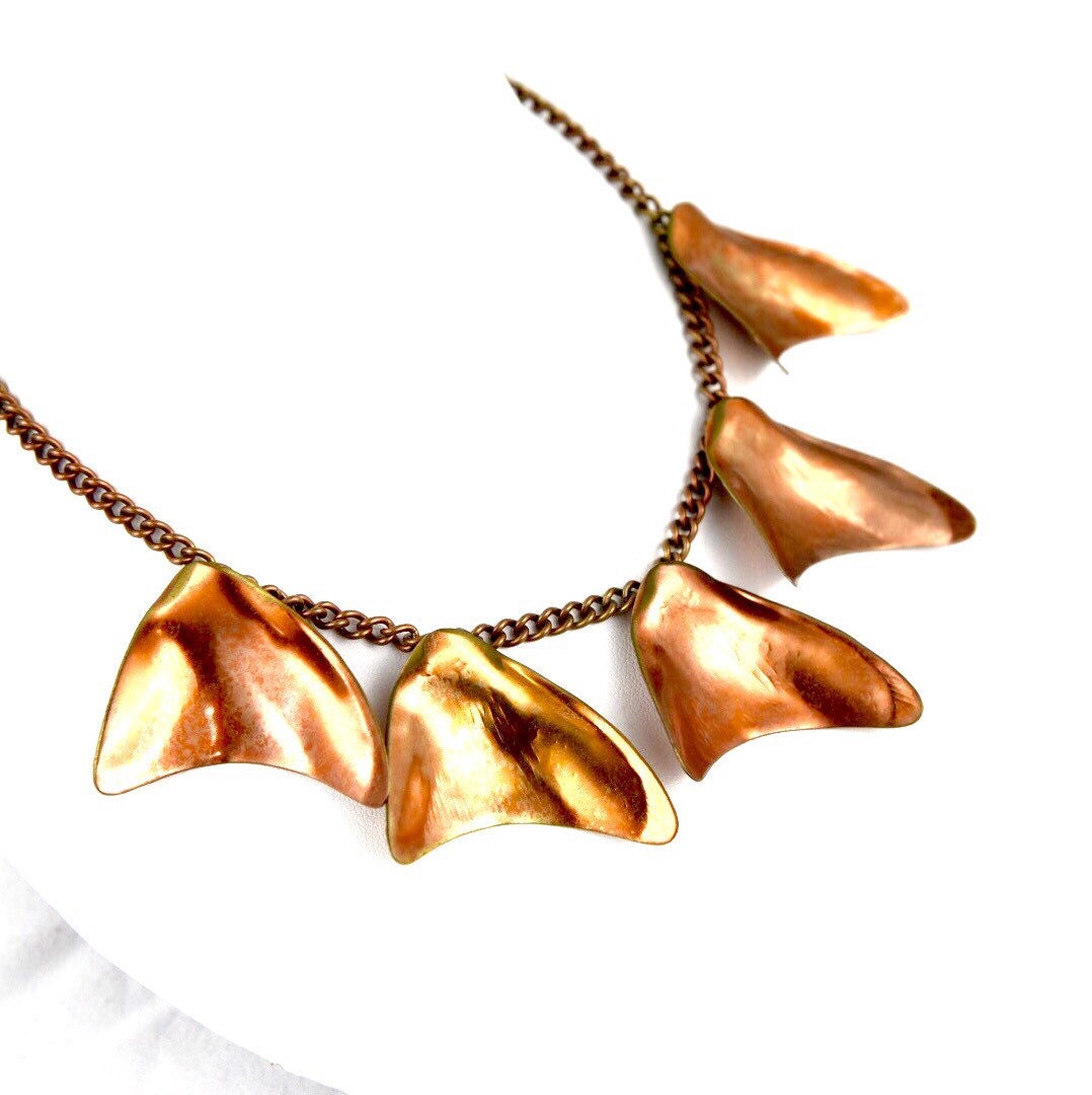 Copper Coated Brass Freeform Charm Necklace