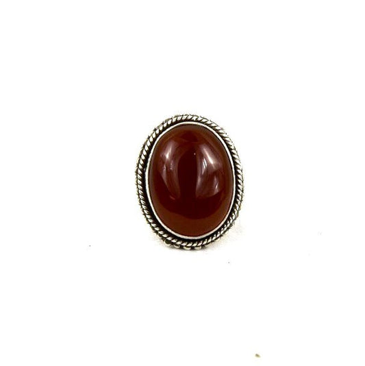 Carnelian Oval Solitaire Sterling Southwest Statement Ring