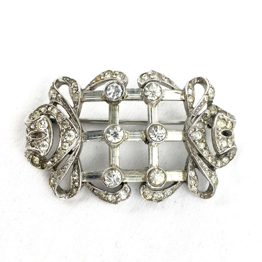 Sterling Silver Edwardian Crystal Panetta Designer Brooch