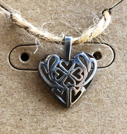 Sterling silver multi heart necklace kk ace charm pendant