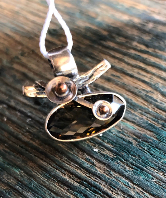 Sterling Silver & Smokey Topaz Necklace Pendant