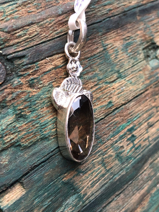 Sterling Silver Smokey Topaz Necklace Pendant