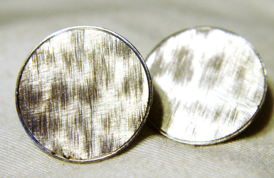 Art Deco Sterling Silver SIGNED Textured Circle Disk Screw Back Earrings