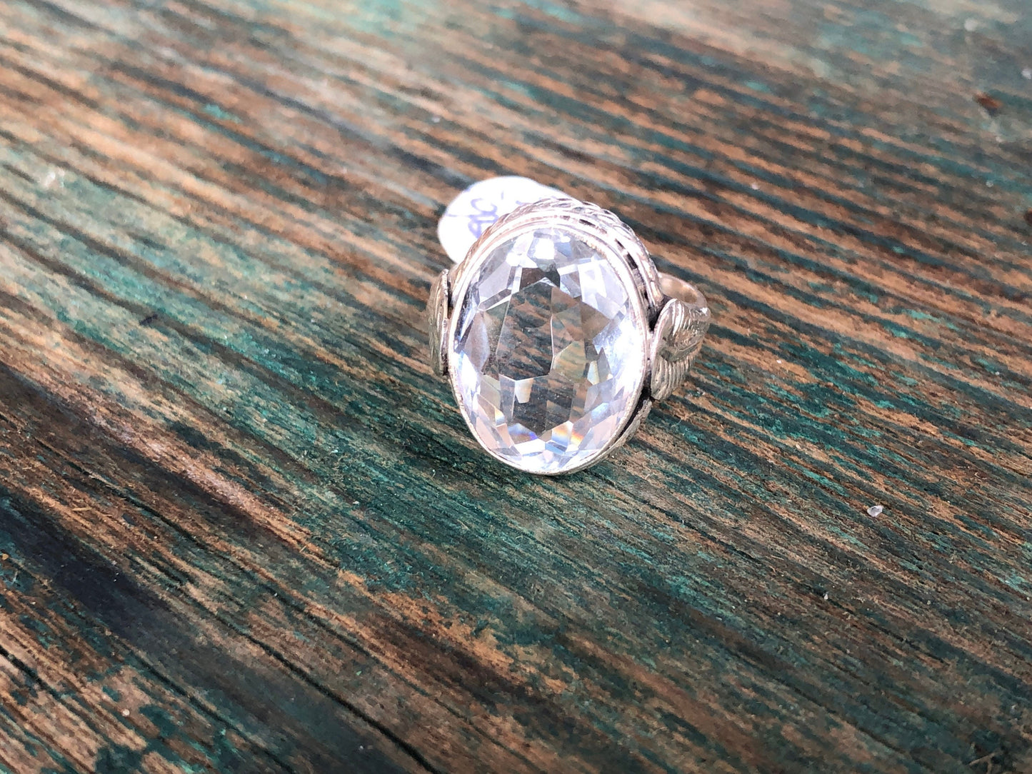 amazing white topaz sparkling solitaire sterling ring