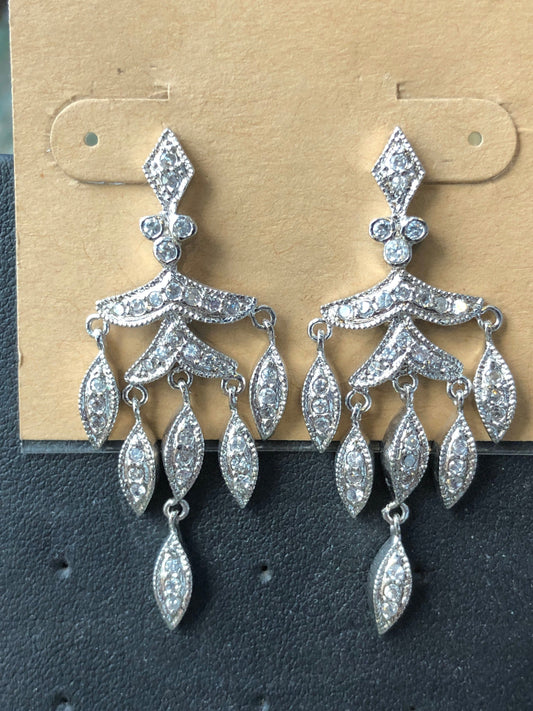 Sterling silver & white topaz chandelier earrings