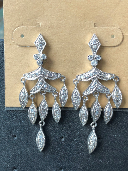 Sterling silver & white topaz chandelier earrings