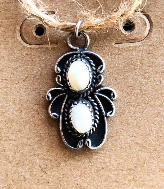 Native American Sterling Silver & Mother of Pearl Necklace Pendant