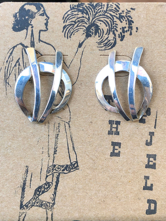 Sterling Silver modernist design earrings