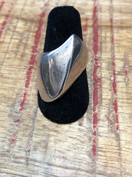 Heavy Cast Sterling Silver Abstract Modern Minimalist Unique Ring