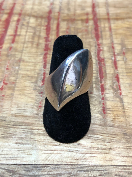 Heavy Cast Sterling Silver Abstract Modern Minimalist Unique Ring