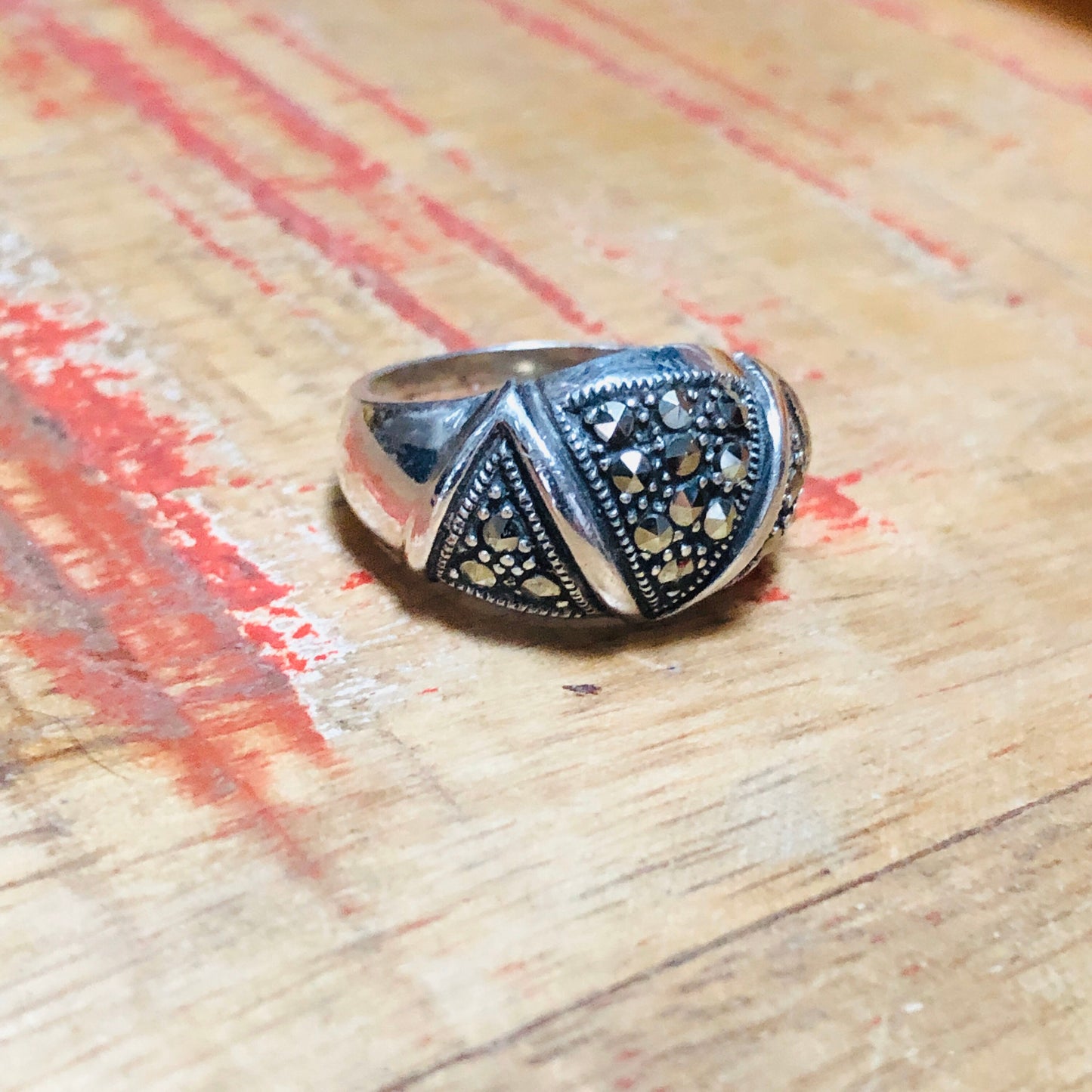 Vintage Art Deco Sterling Silver & Marcasite Ring