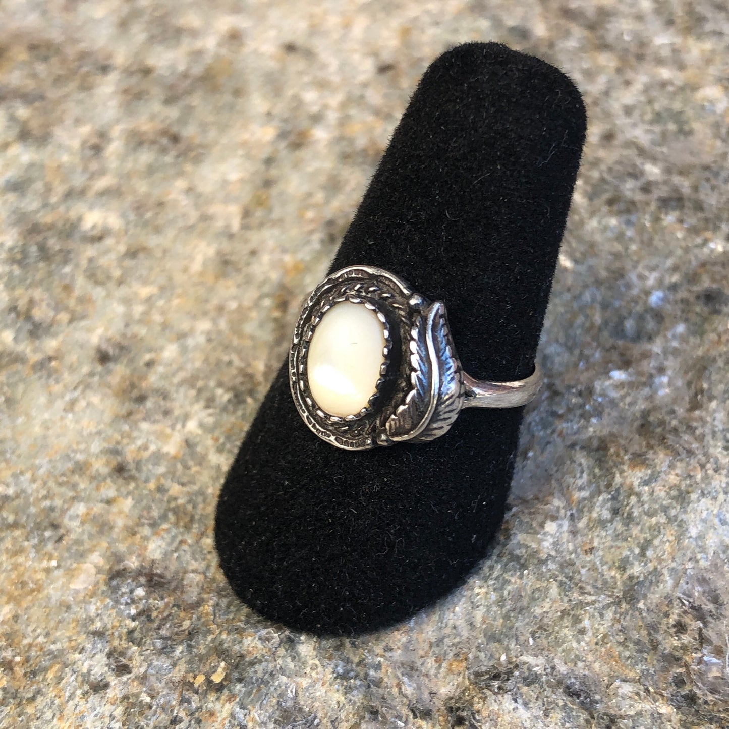 Sterling Silver  Mother of Pearl Old Pawn Native American Ring