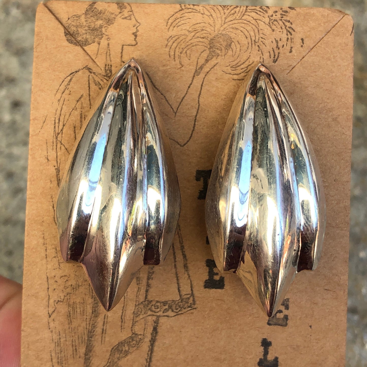 Sterling Silver Domed Repoussé Large Clip On Earrings