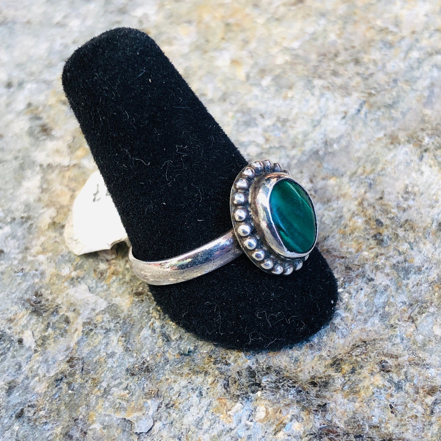 Sterling Silver & Bezel Set Malachite Gemstone Ring