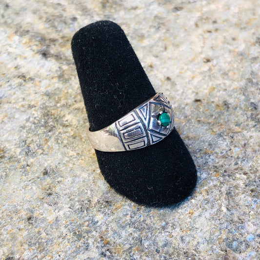 Sterling Silver & Malachite Southwest Ring