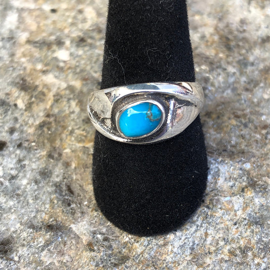 Sterling Silver & Turquoise Cabochon Swirl Ring