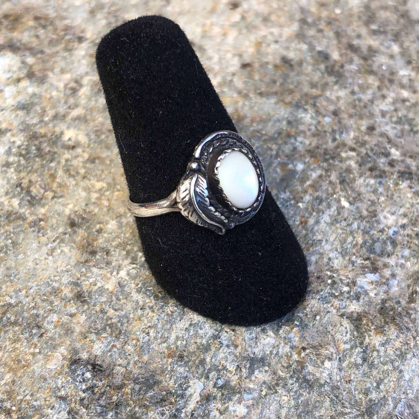 Sterling Silver  Mother of Pearl Old Pawn Native American Ring
