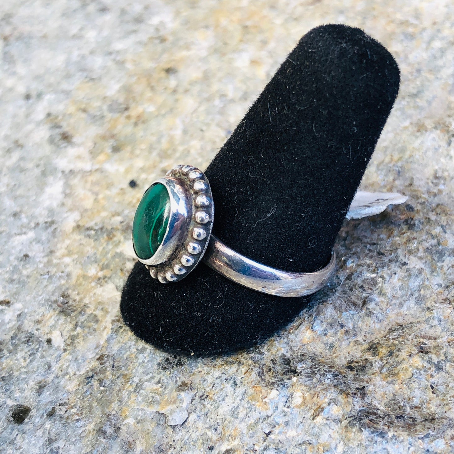 Sterling Silver & Bezel Set Malachite Gemstone Ring