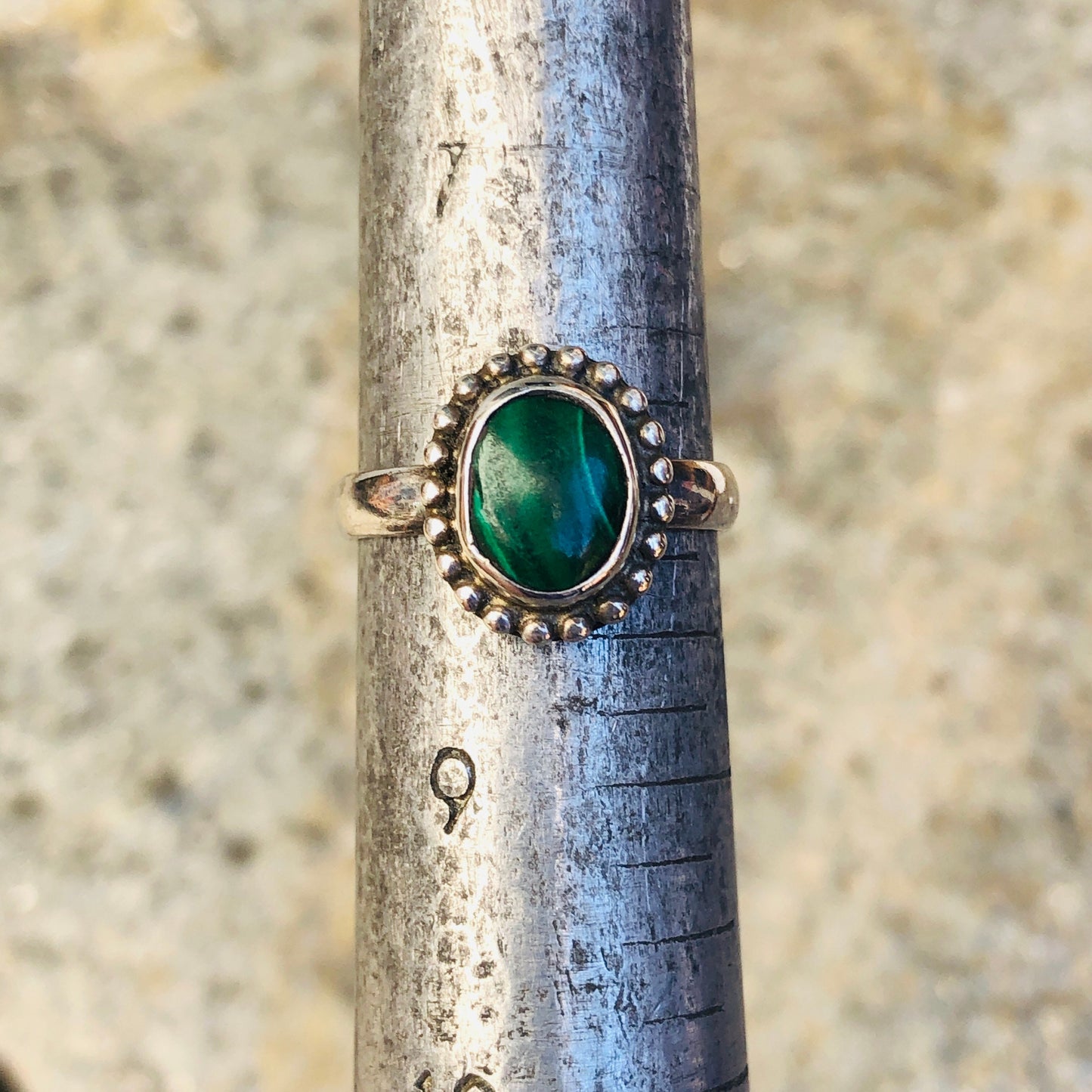 Sterling Silver & Bezel Set Malachite Gemstone Ring