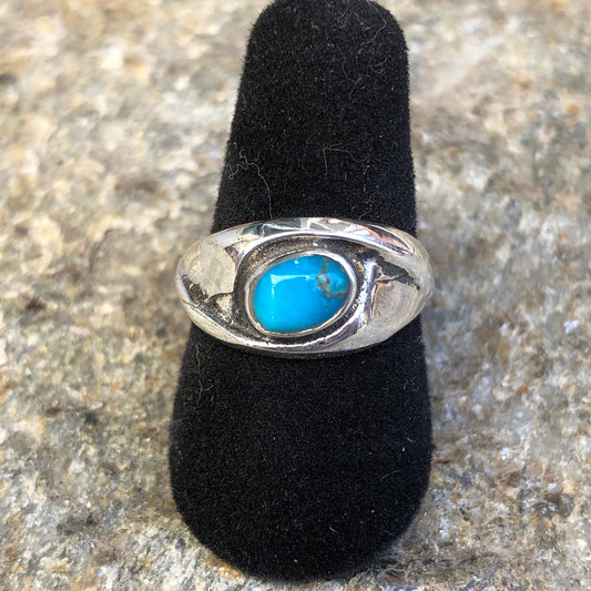 Sterling Silver & Turquoise Cabochon Swirl Ring