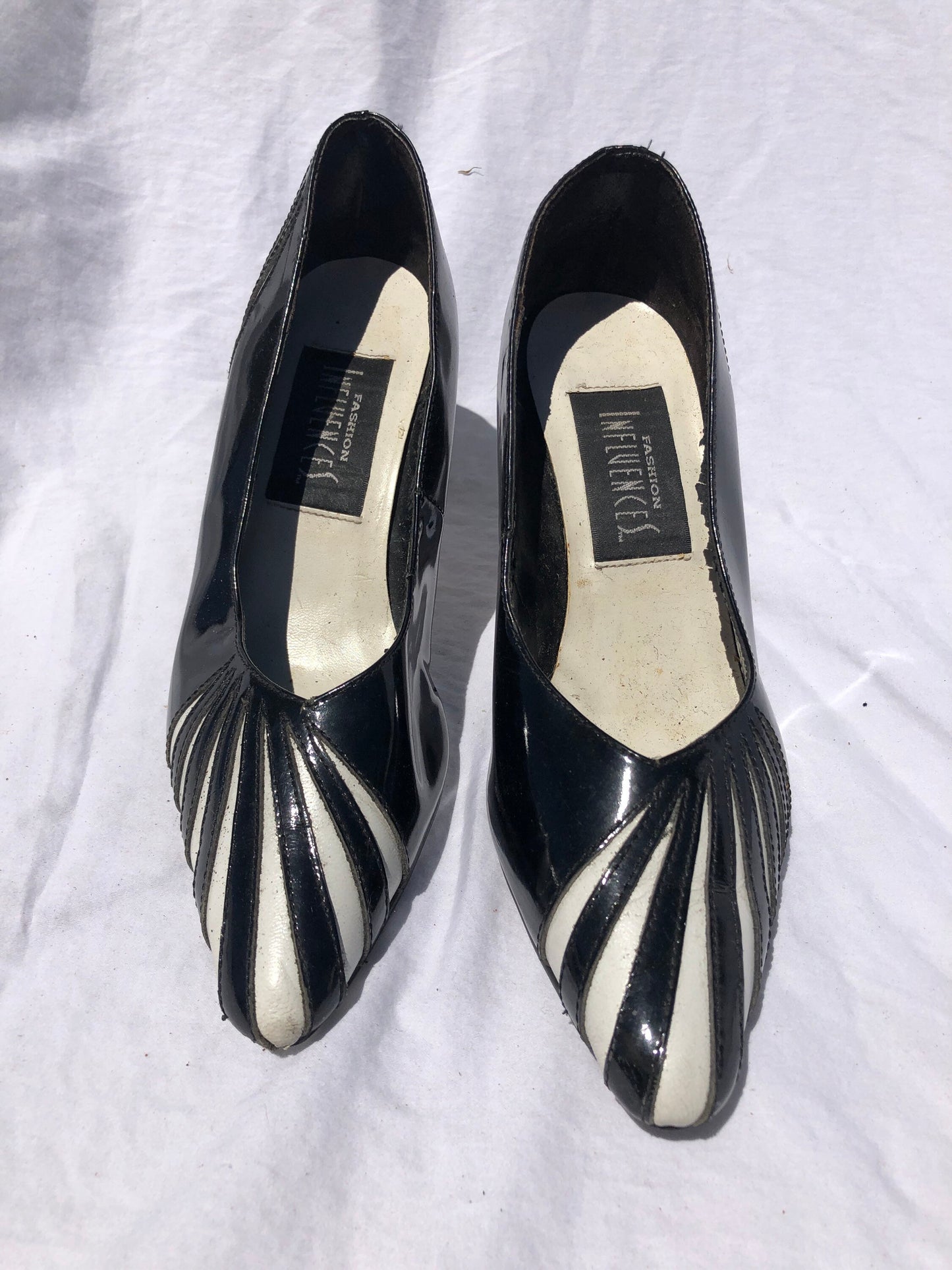Vintage 1980 Black & White Stripe Heels