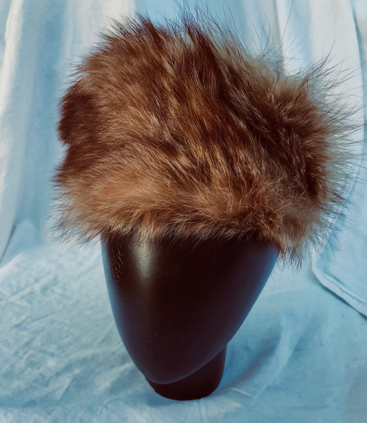 Brown Fur Russian Vintage Pillbox Trapper Hat