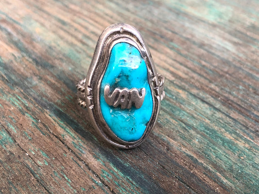 Vintage Sterling Silver & Turquoise VAN Ring