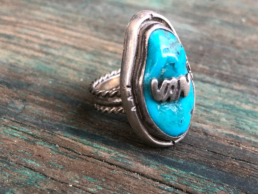 Vintage Sterling Silver & Turquoise VAN Ring