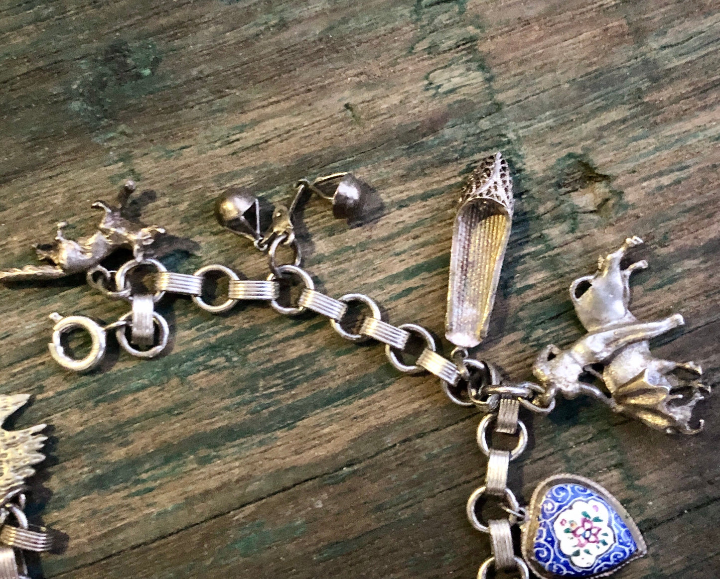 Vintage Sterling Silver Charm Bracelet with Sterling Charms