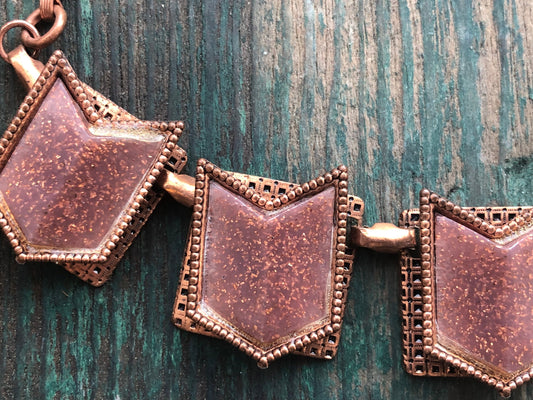 Vintage Copper & Foil Confetti Lucite Choker Necklace