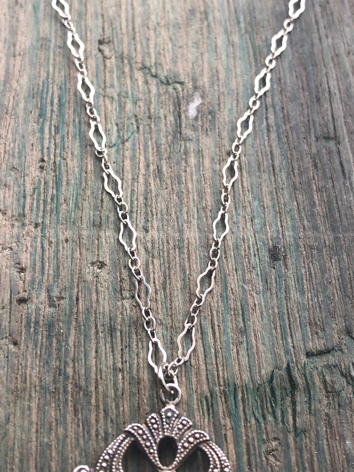 Vintage Sterling Silver & Marcasite Chrysoprase Prong Set Large Pendant Necklace