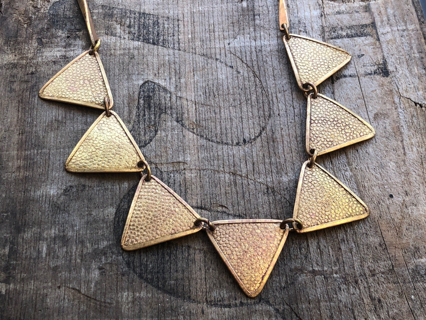 Vintage Triangle Geometric Brass Necklace