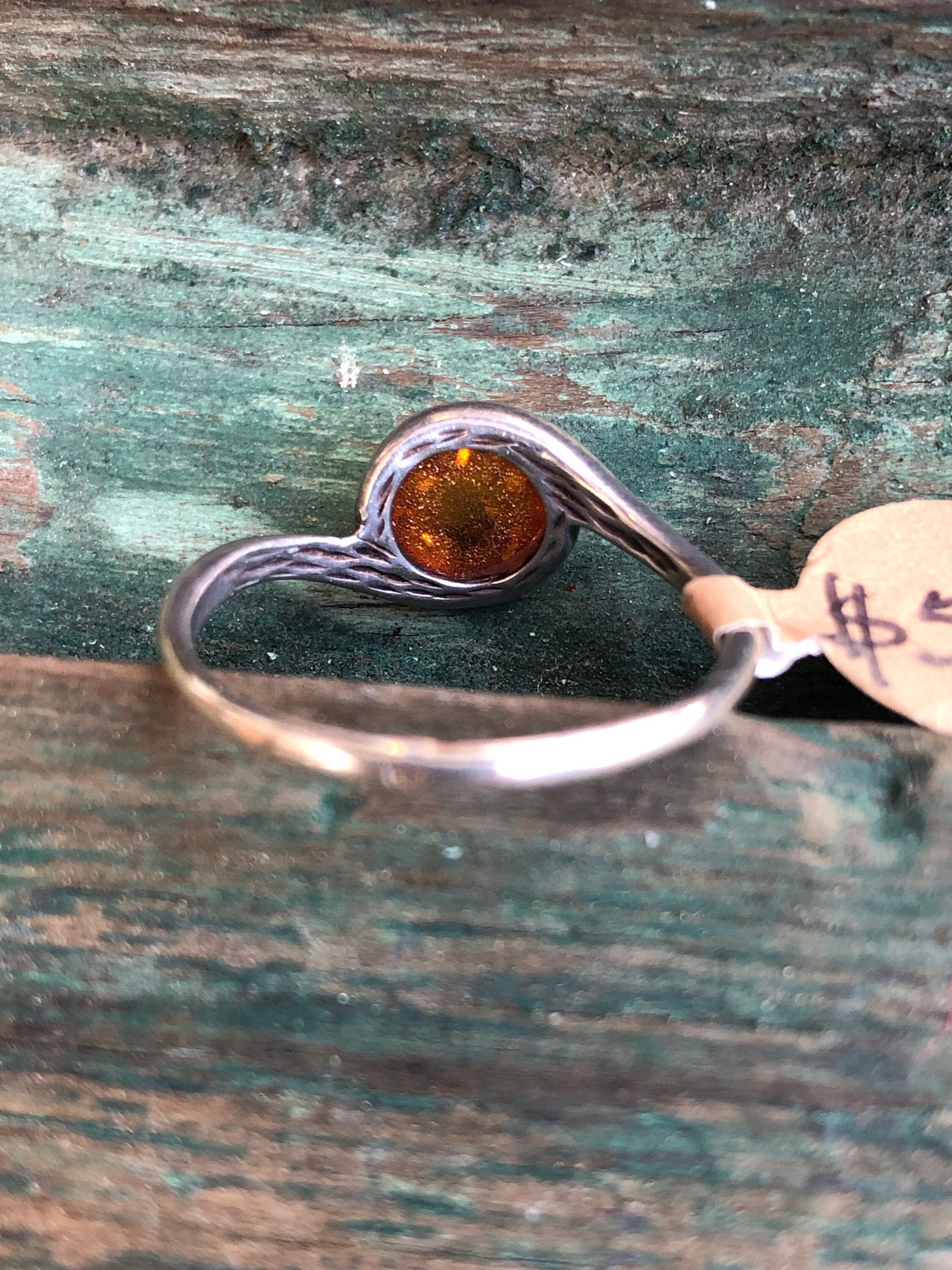 Vintage Sterling Silver Baltic Amber Ring
