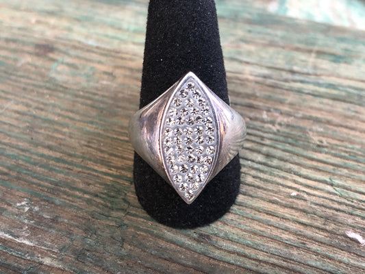 Vintage Super Sparkle Diamond Shaped Zircon Sterling Silver Ring