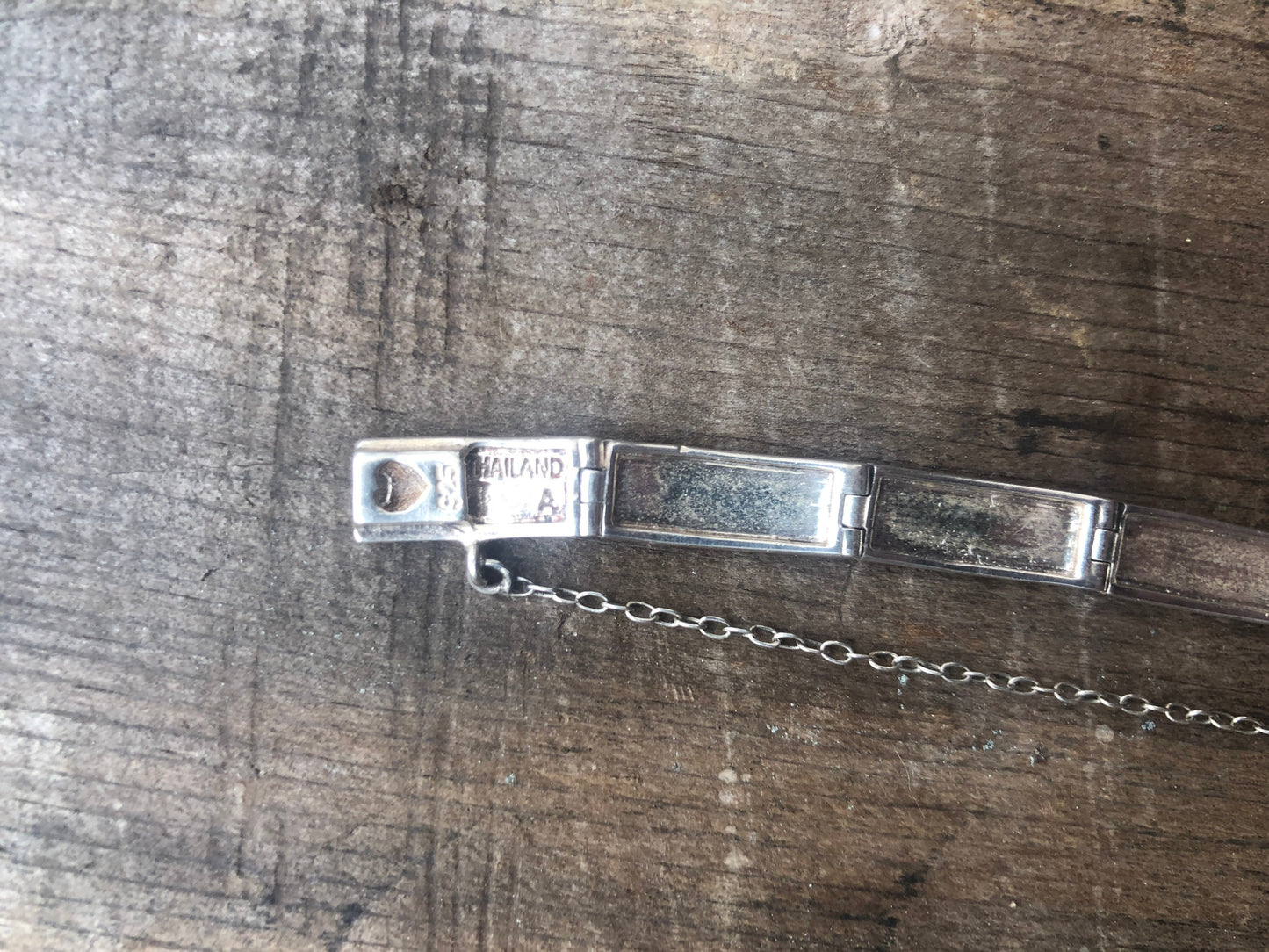 Vintage Sterling Silver & Square and Round Marcasite Link Bracelet