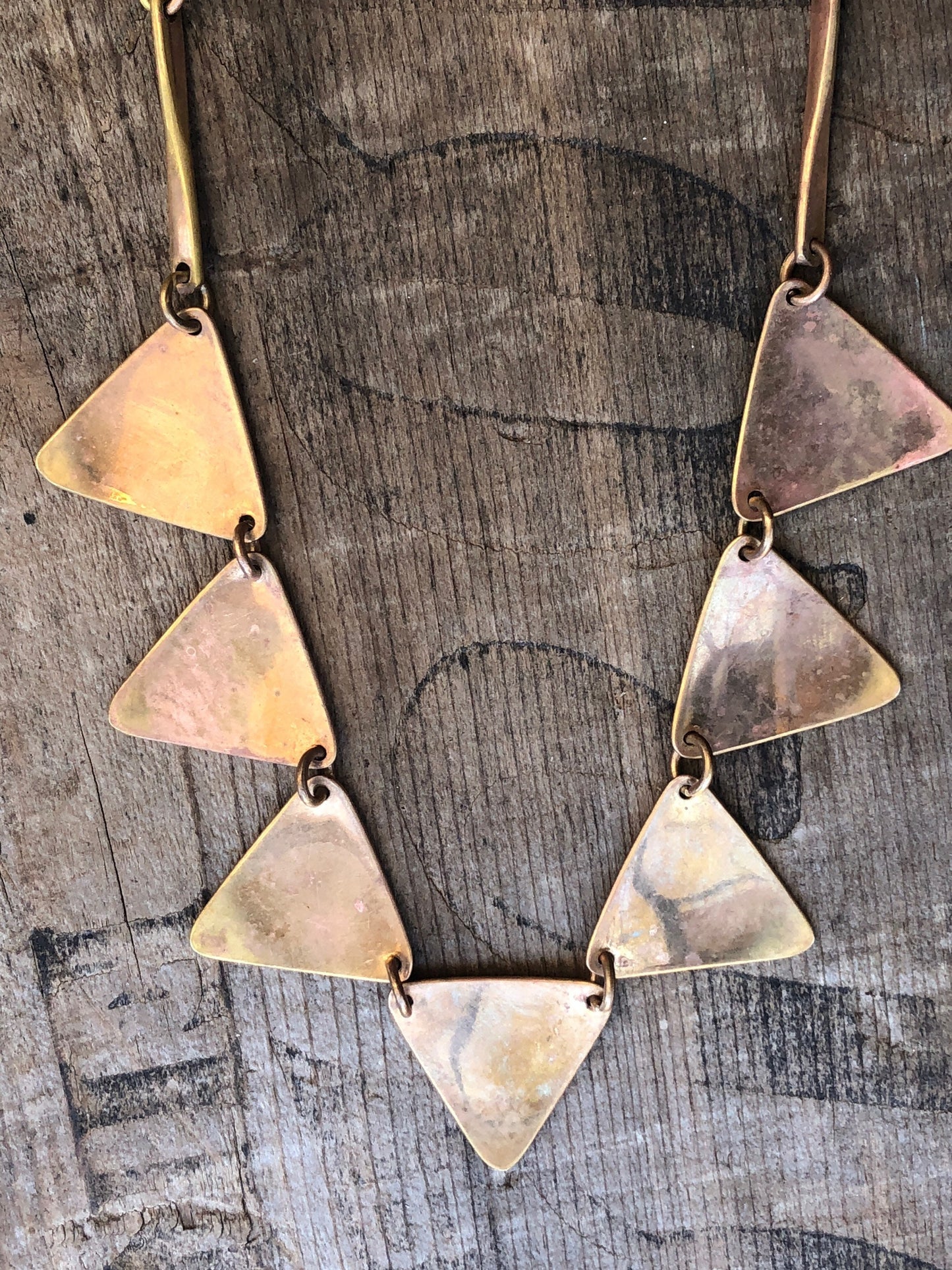 Vintage Triangle Geometric Brass Necklace