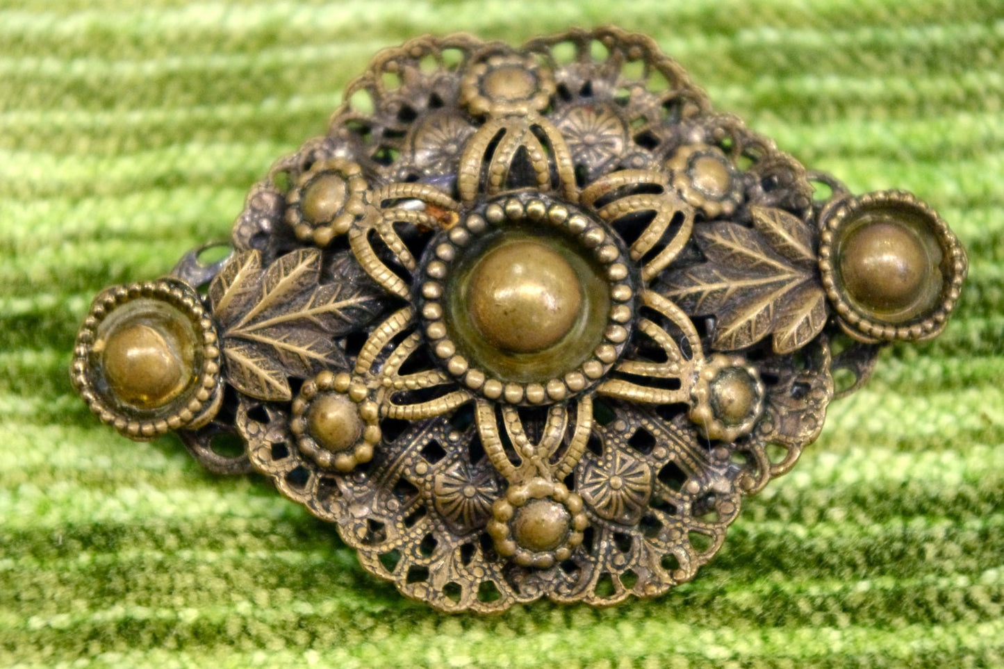 Antique Victorian Brass Filigree Art Nouveau Brooch