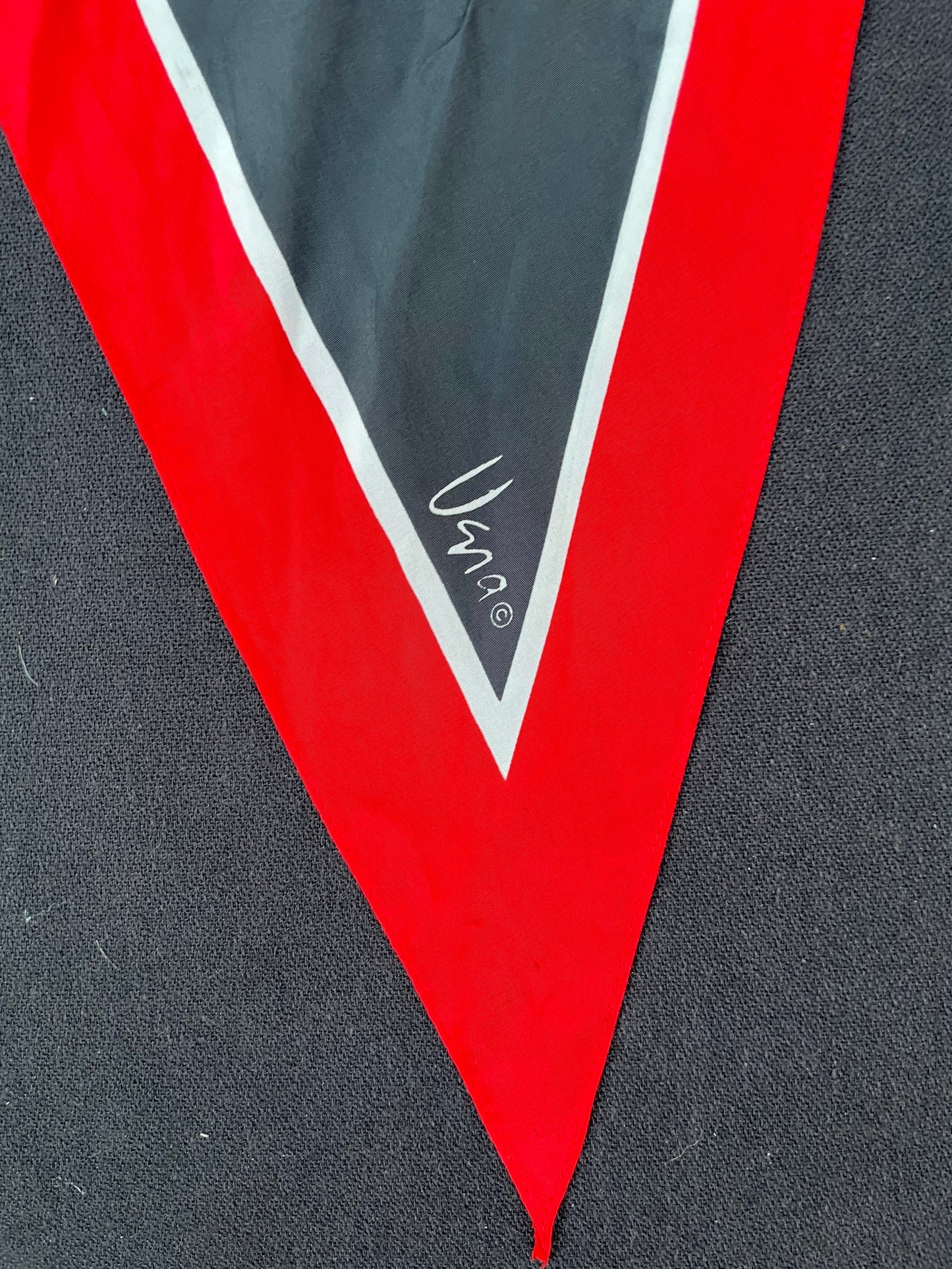 Vintage 1960 Vera Designer Red, Black & White Long Silk Scarf