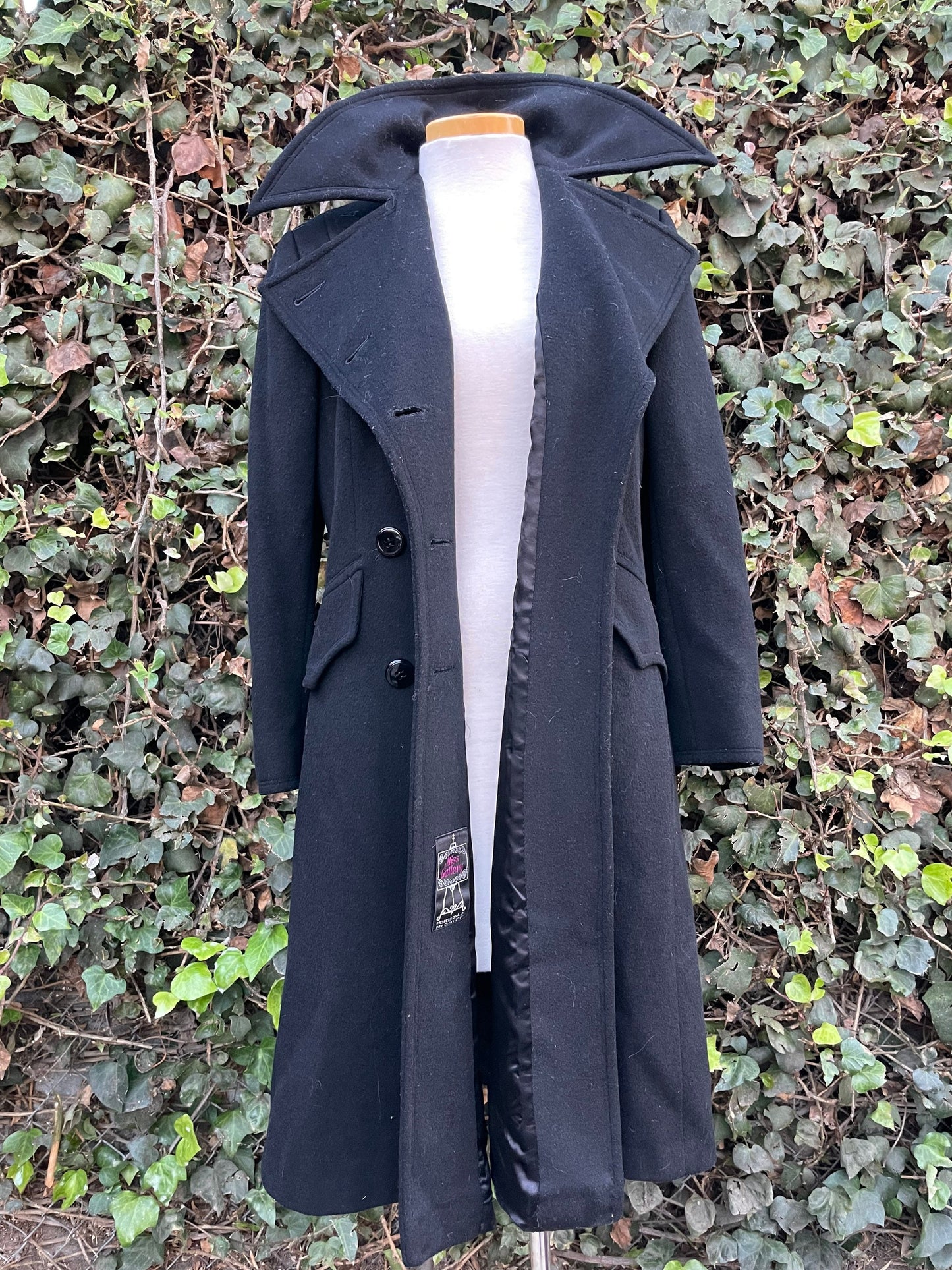 Beautiful Vintage Black Wool Long Peacoat