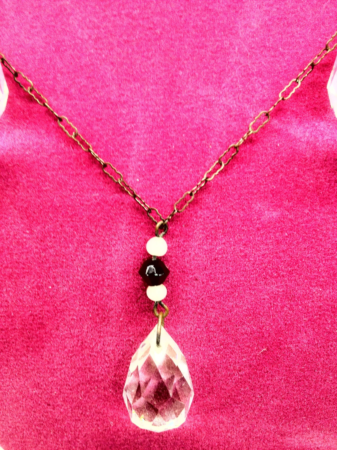 Antique Victorian Sterling Silver & Briolette Quartz Crystal Necklace