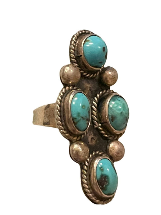 Native American Turquoise 4 stone Sterling Silver Vintage Ring
