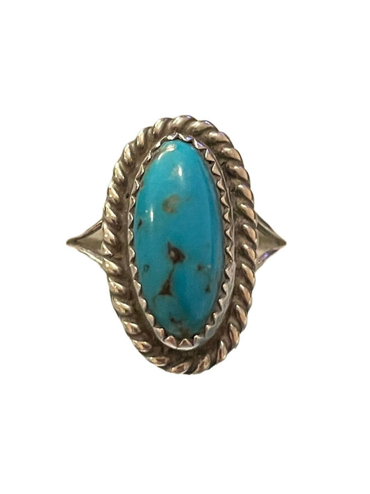Vintage Sterling Silver Turquoise Solitaire Native American Ring