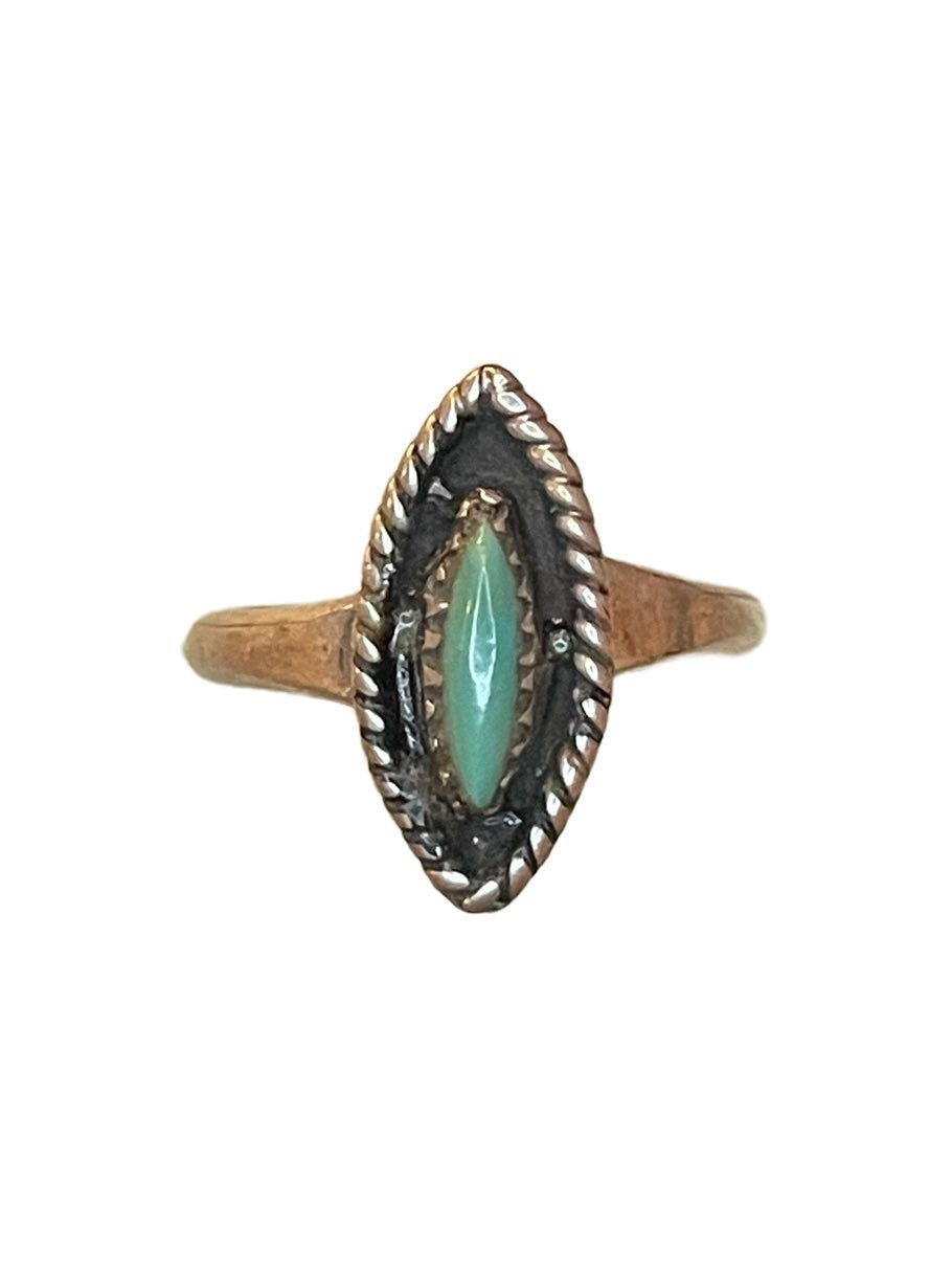 Vintage Turquoise & Sterling Silver Native American Diamond Cab Ring