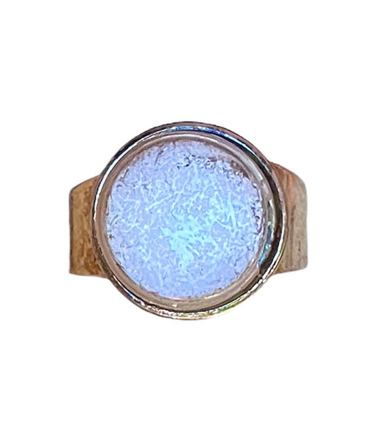 Vintage Modernist Round Moonstone Sterling Silver Ring