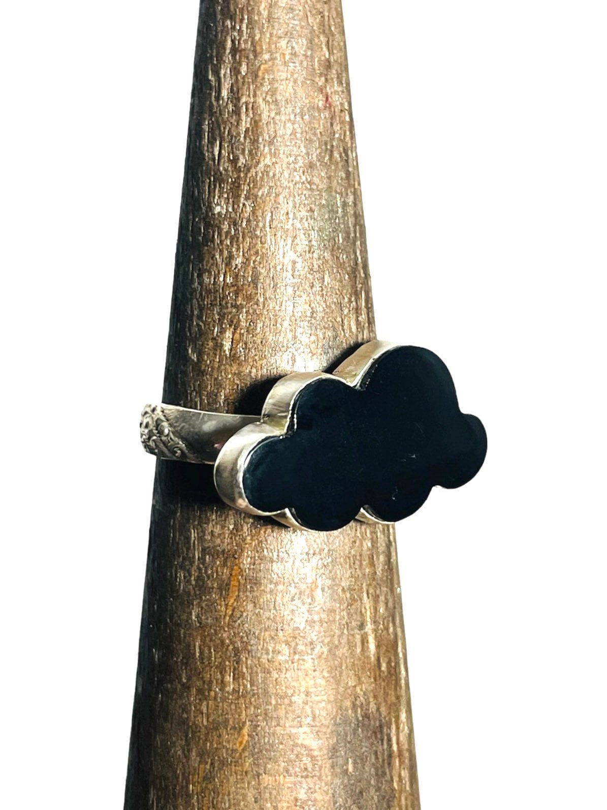 Handmade Black Onyx Cloud Cabochon Sterling Silver Ring
