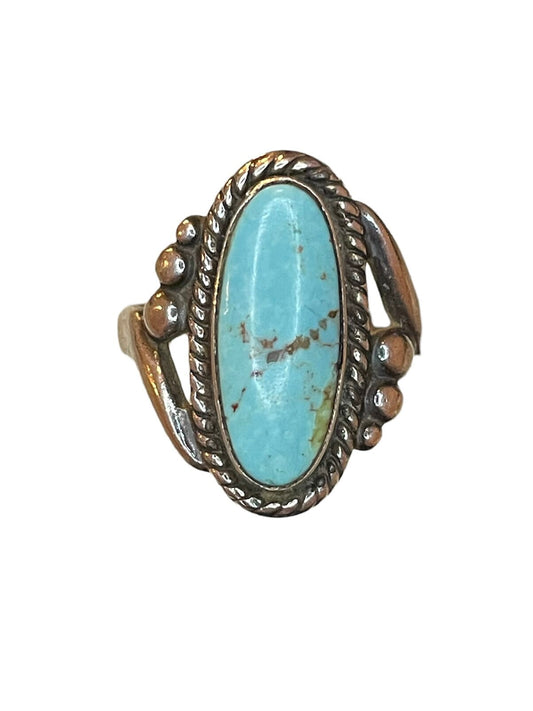 Vintage Sterling Silver & Turquoise BELL Signed Ring