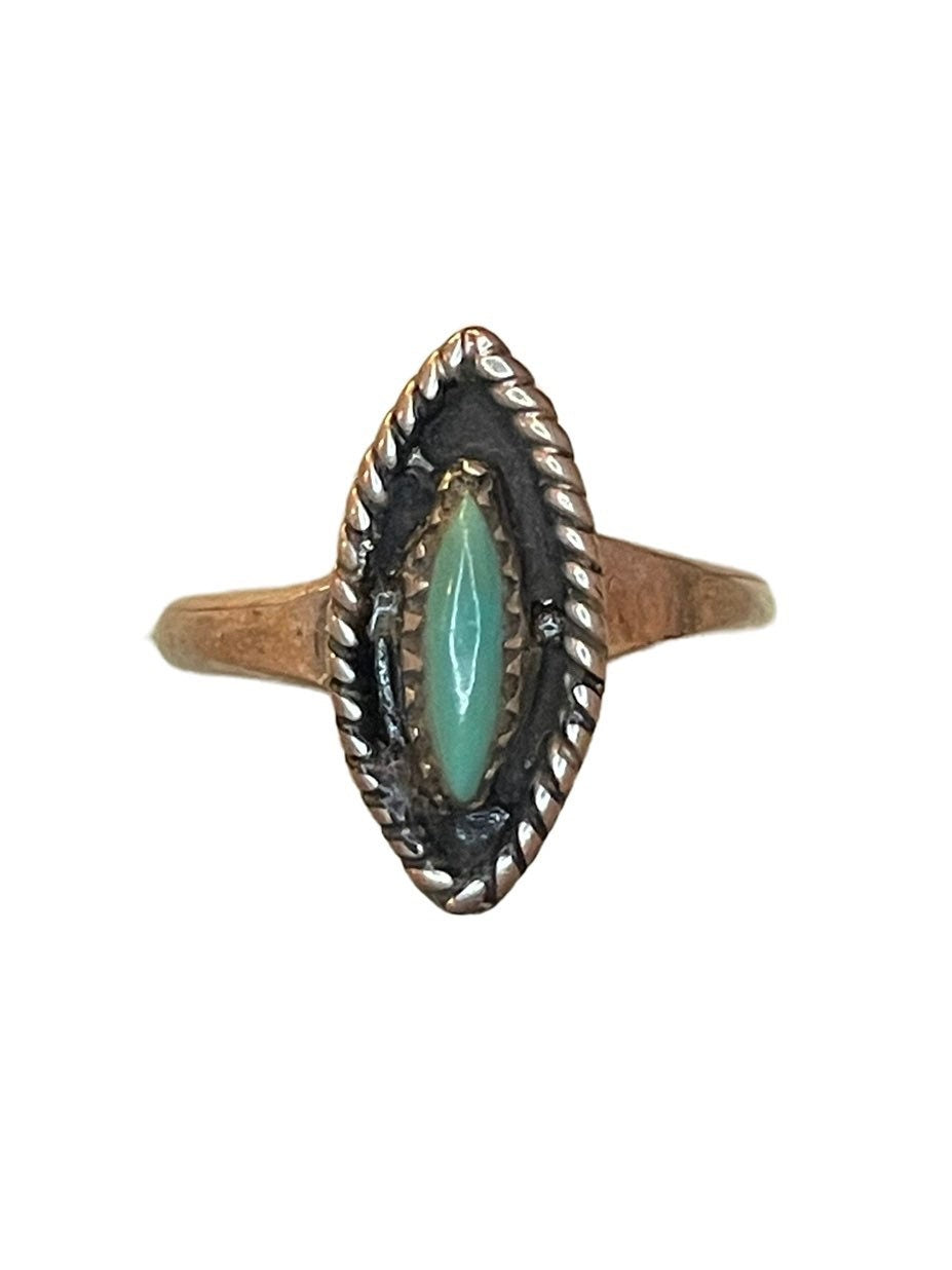 Vintage Turquoise & Sterling Silver Native American Diamond Cab Ring