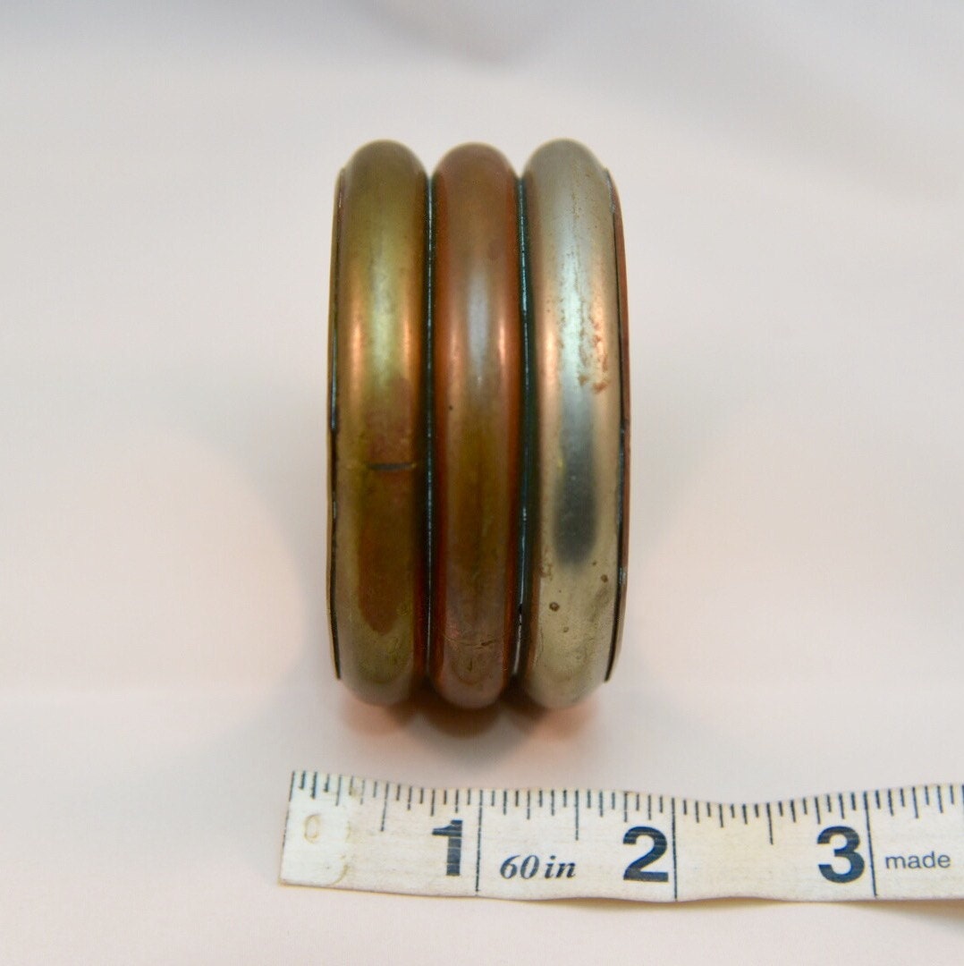 Tri-Metal Chunky Brass Copper Silver Bangle